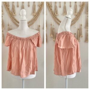 Forever 21 peachy pink off the shoulder flowy top crepe spring summer large